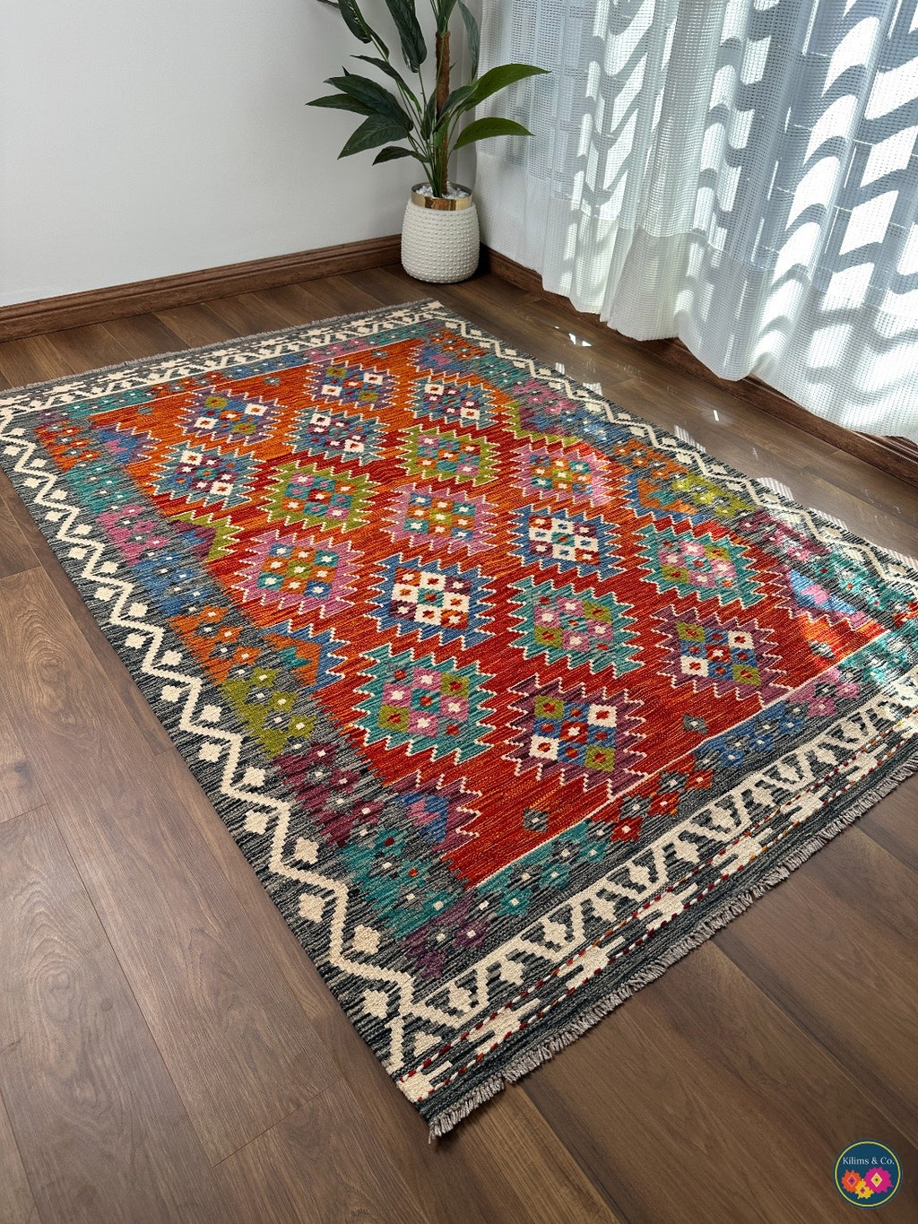 Pure Wool kilim 7ft 0in x 4ft 10in