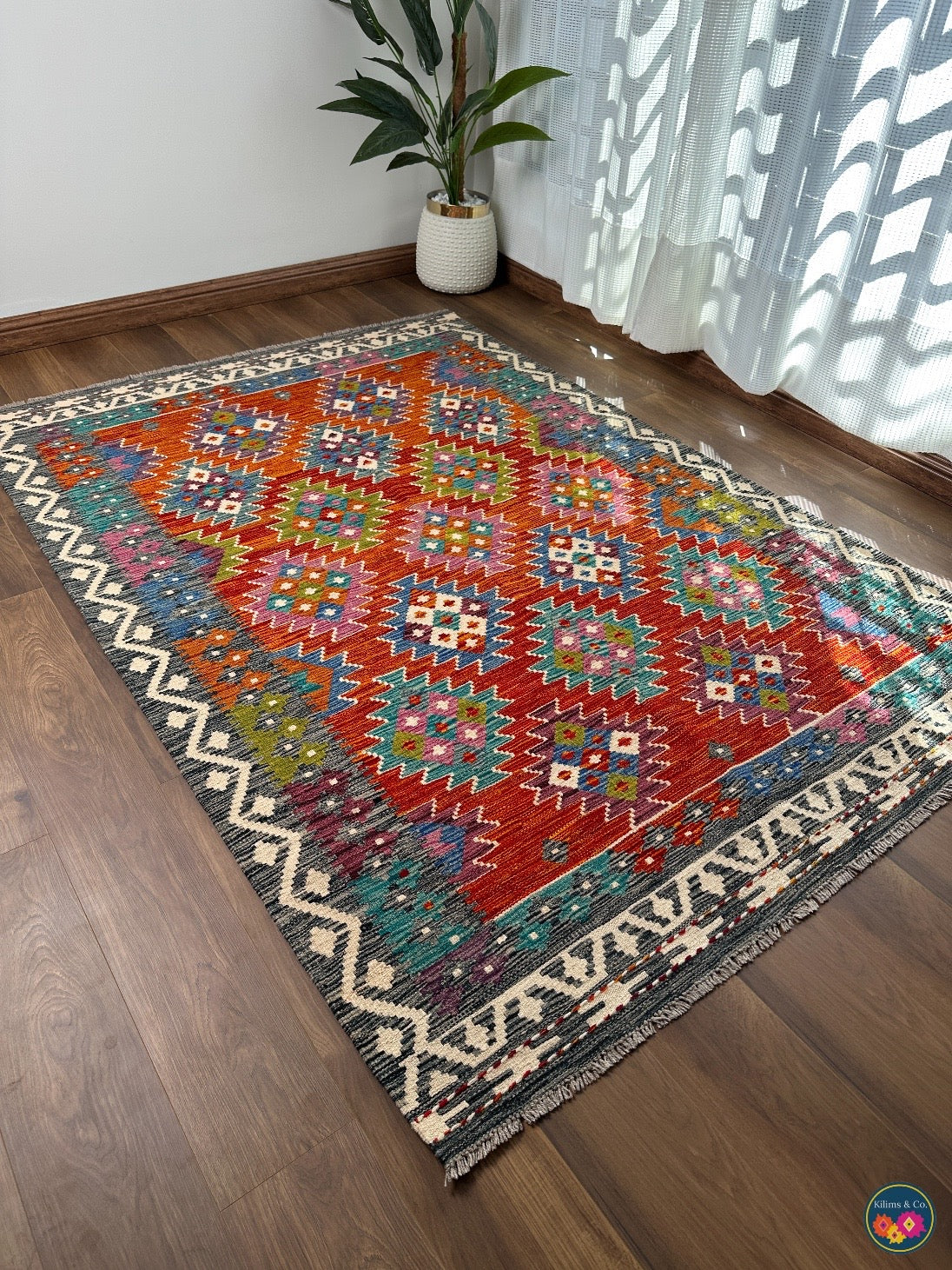 Pure Wool kilim 7ft 0in x 4ft 10in