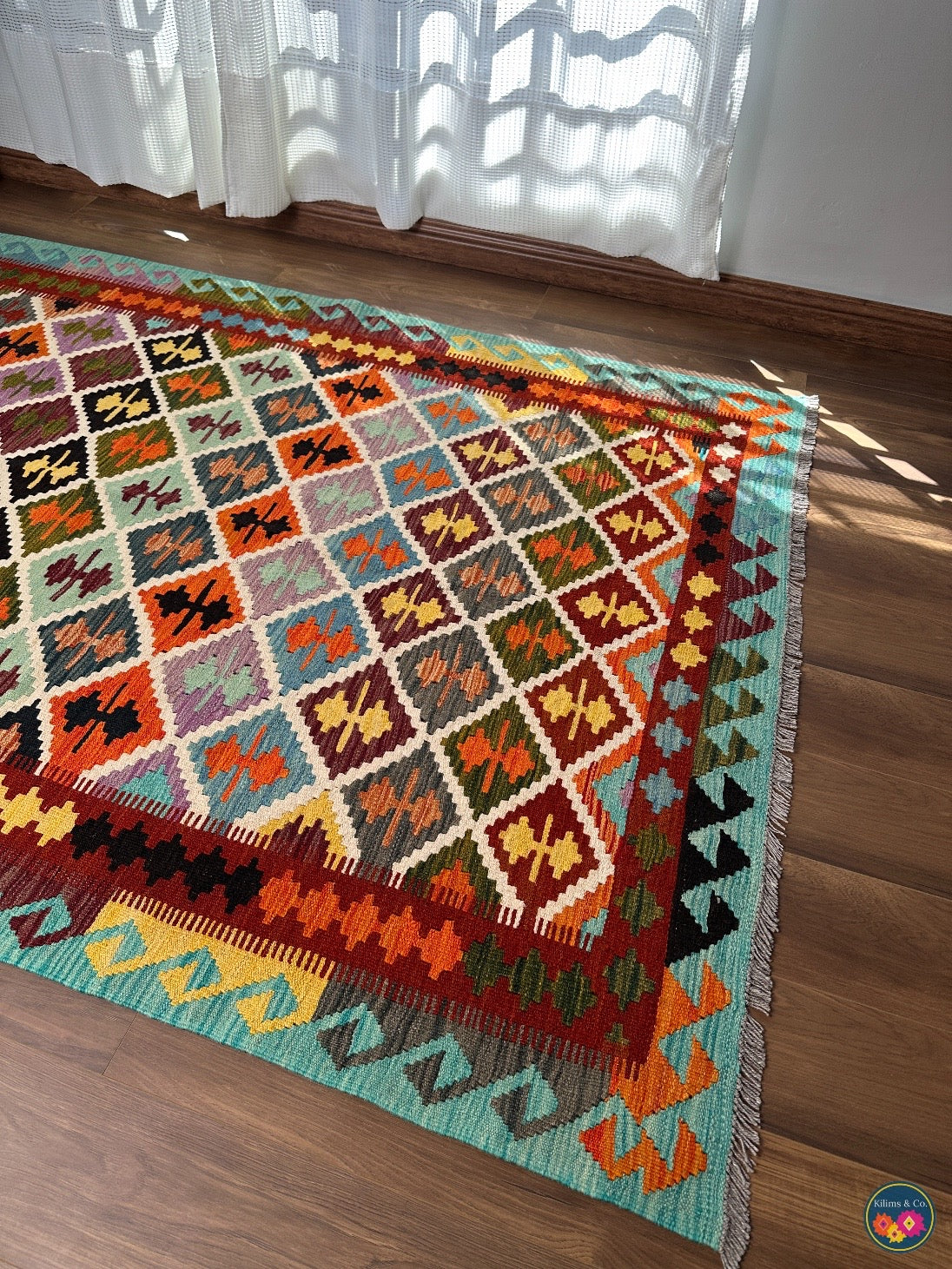 Pure Wool kilim 6ft 10in x 5ft 1in