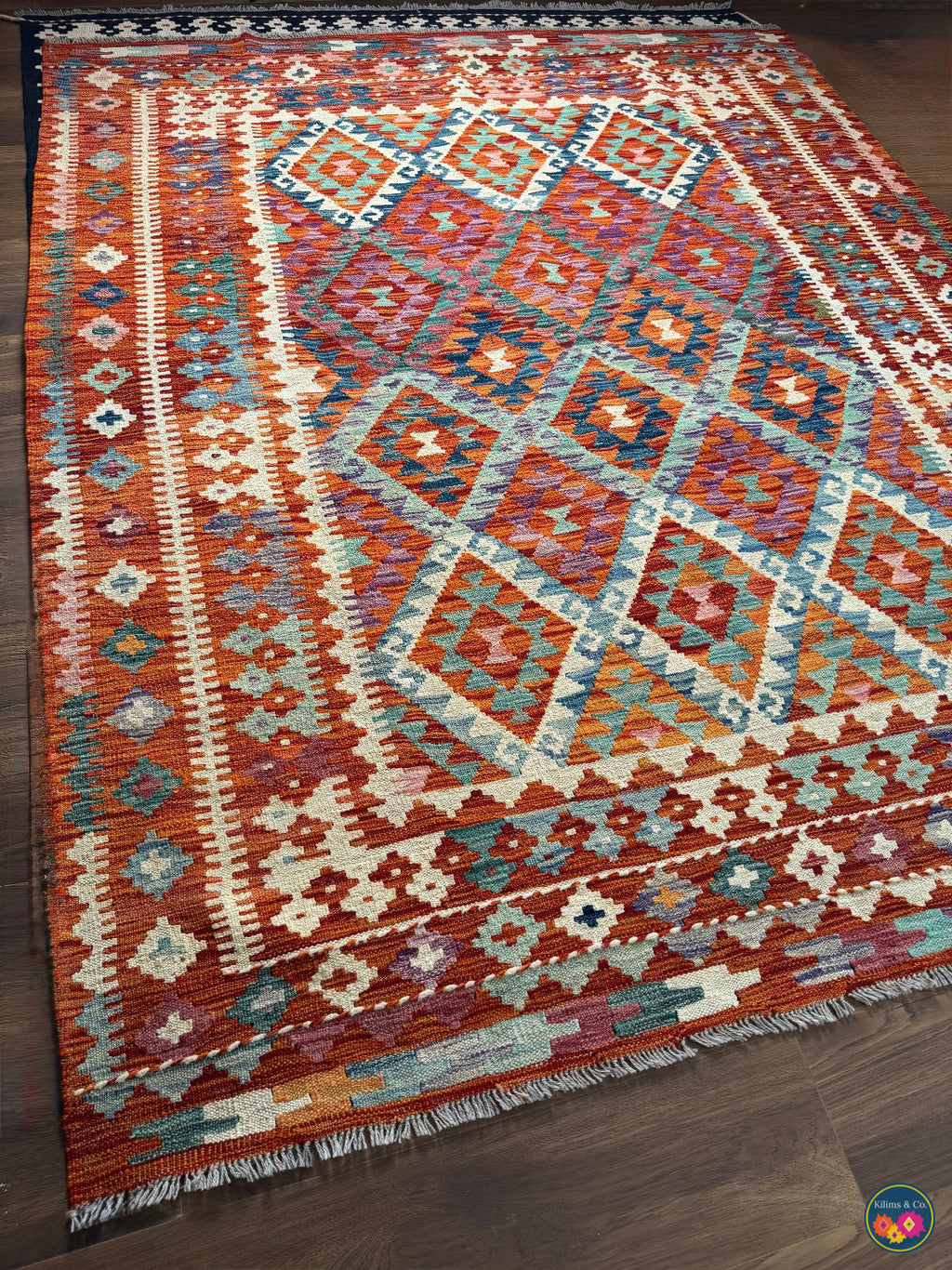 Pure Wool kilim 6ft 7in x 5ft 6in