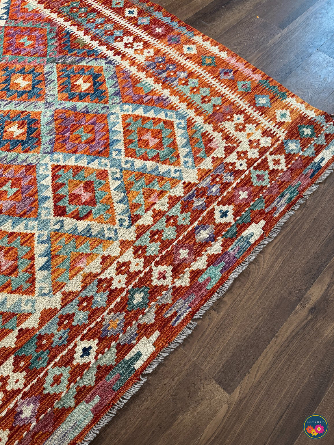 Pure Wool kilim 6ft 7in x 5ft 6in