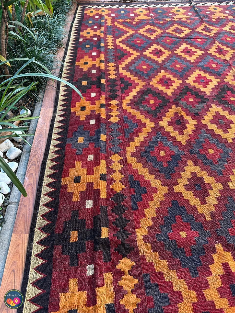 Pure Wool kilim 9ft 3in x 6ft 7in