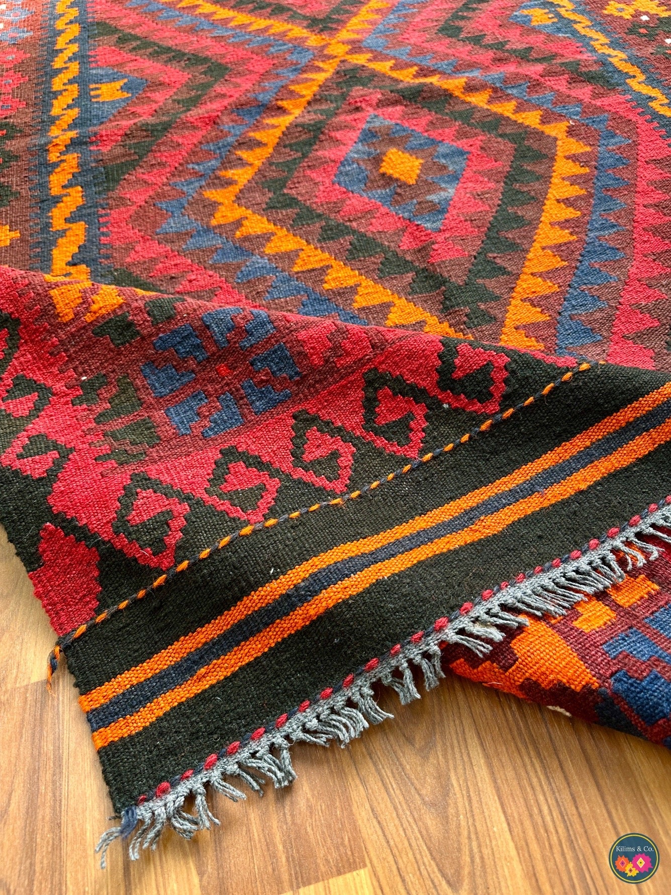 Pure wool Ghalmoori kilim (6′10″ × 4′4″)