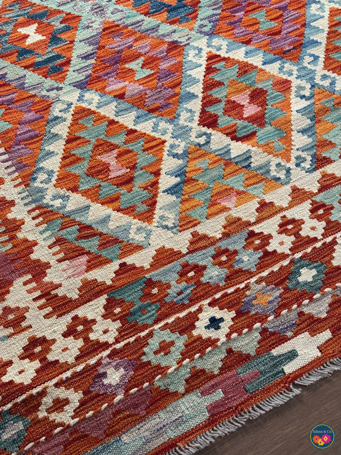Pure Wool kilim 6ft 7in x 5ft 6in