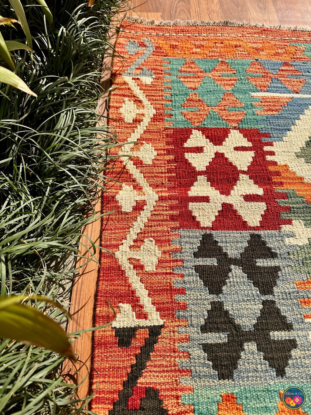Pure wool kilim (6′7″ × 5′2″ )