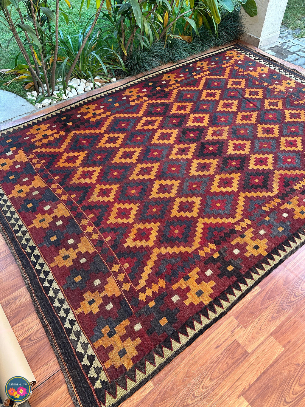 Pure Wool kilim 9ft 3in x 6ft 7in