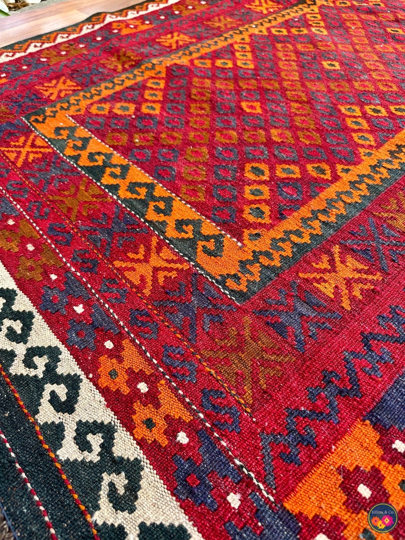 Pure wool Ghalmoori kilim (6′9″ × 3′8″)
