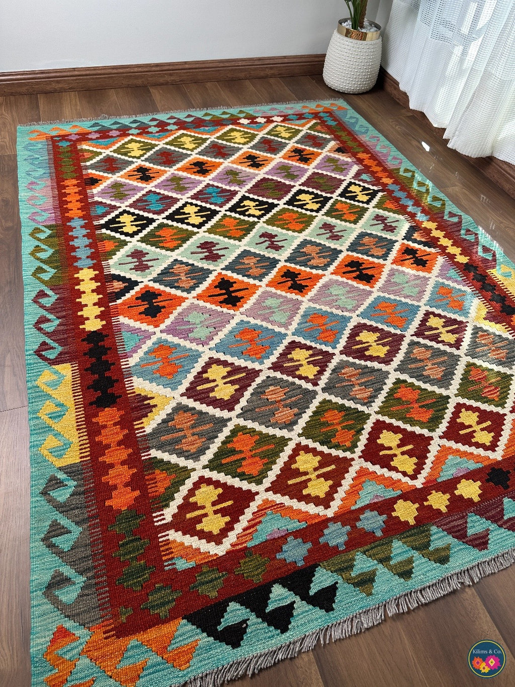 Pure Wool kilim 6ft 10in x 5ft 1in