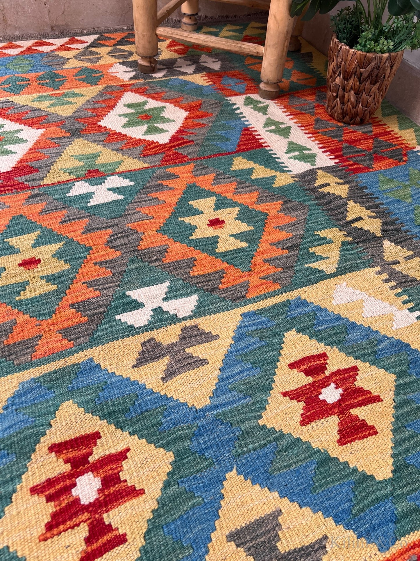 Pure wool kilim  6'6"x 4'11"