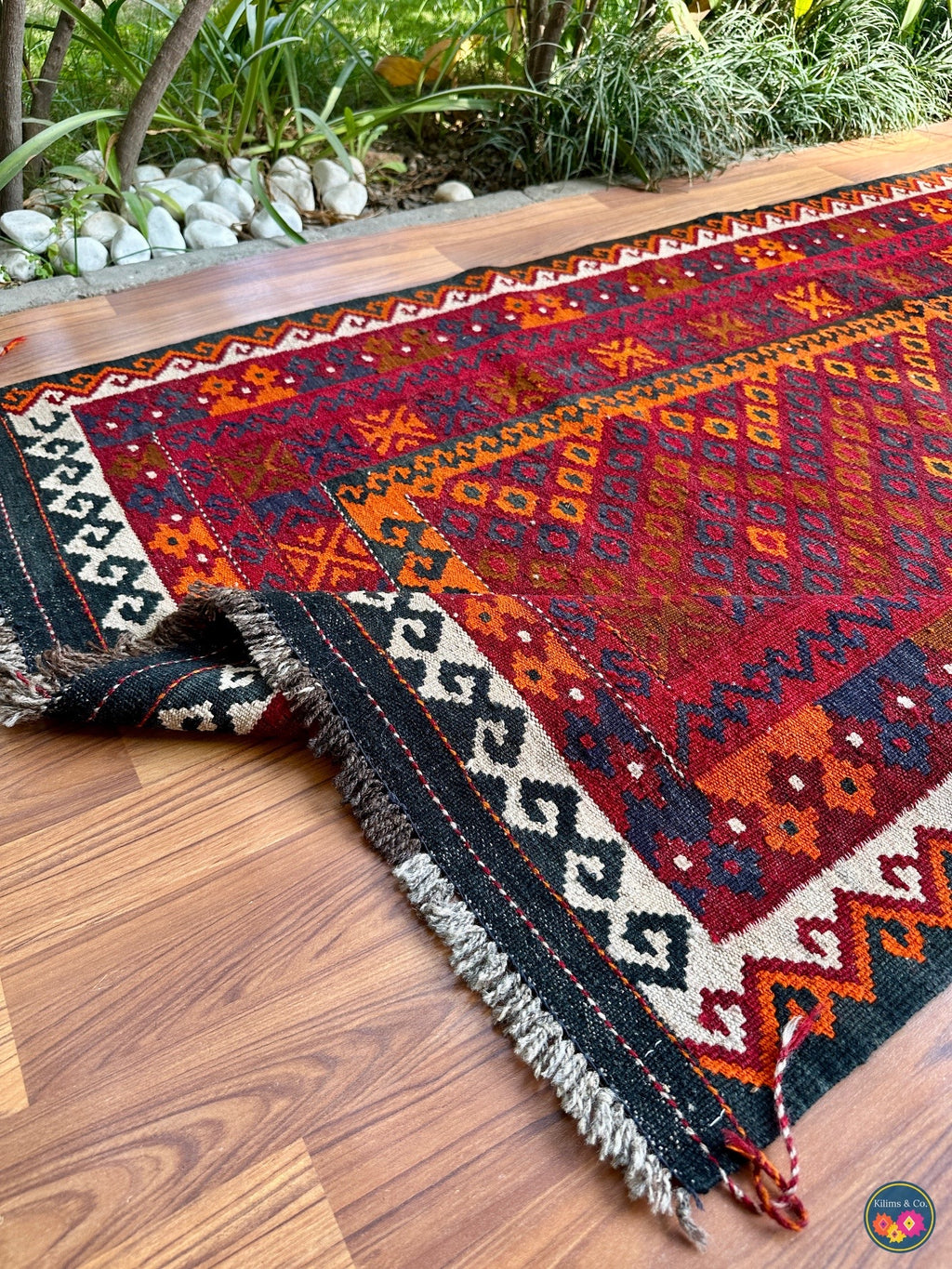 Pure wool Ghalmoori kilim (6′9″ × 3′8″)