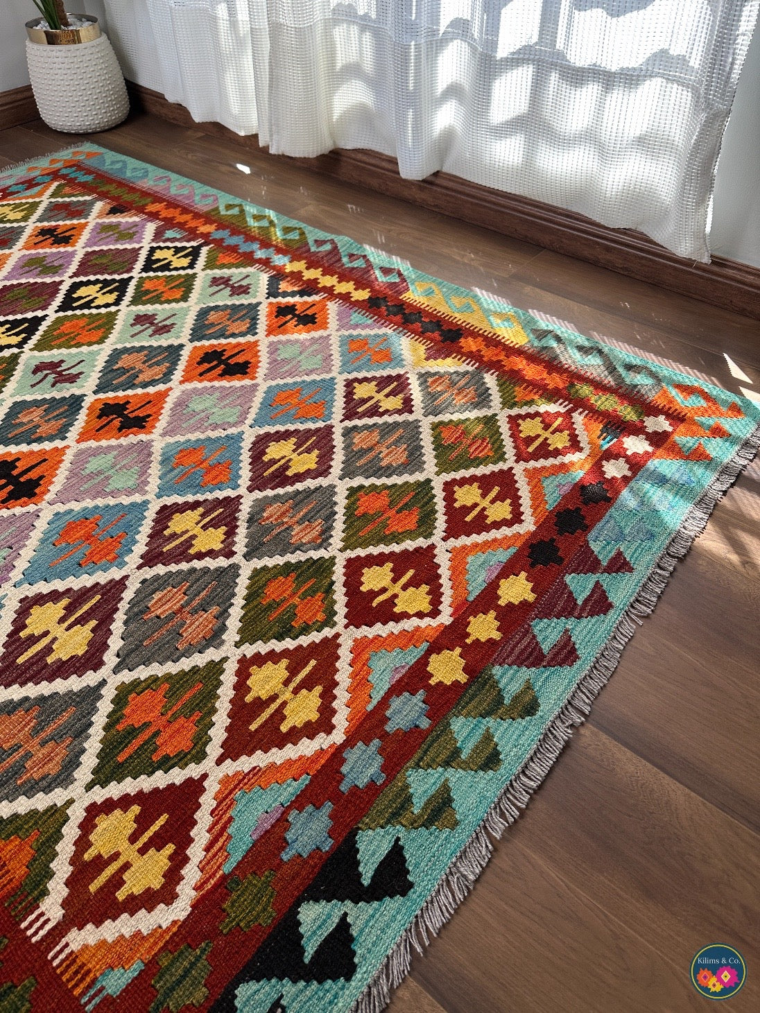 Pure Wool kilim 6ft 10in x 5ft 1in