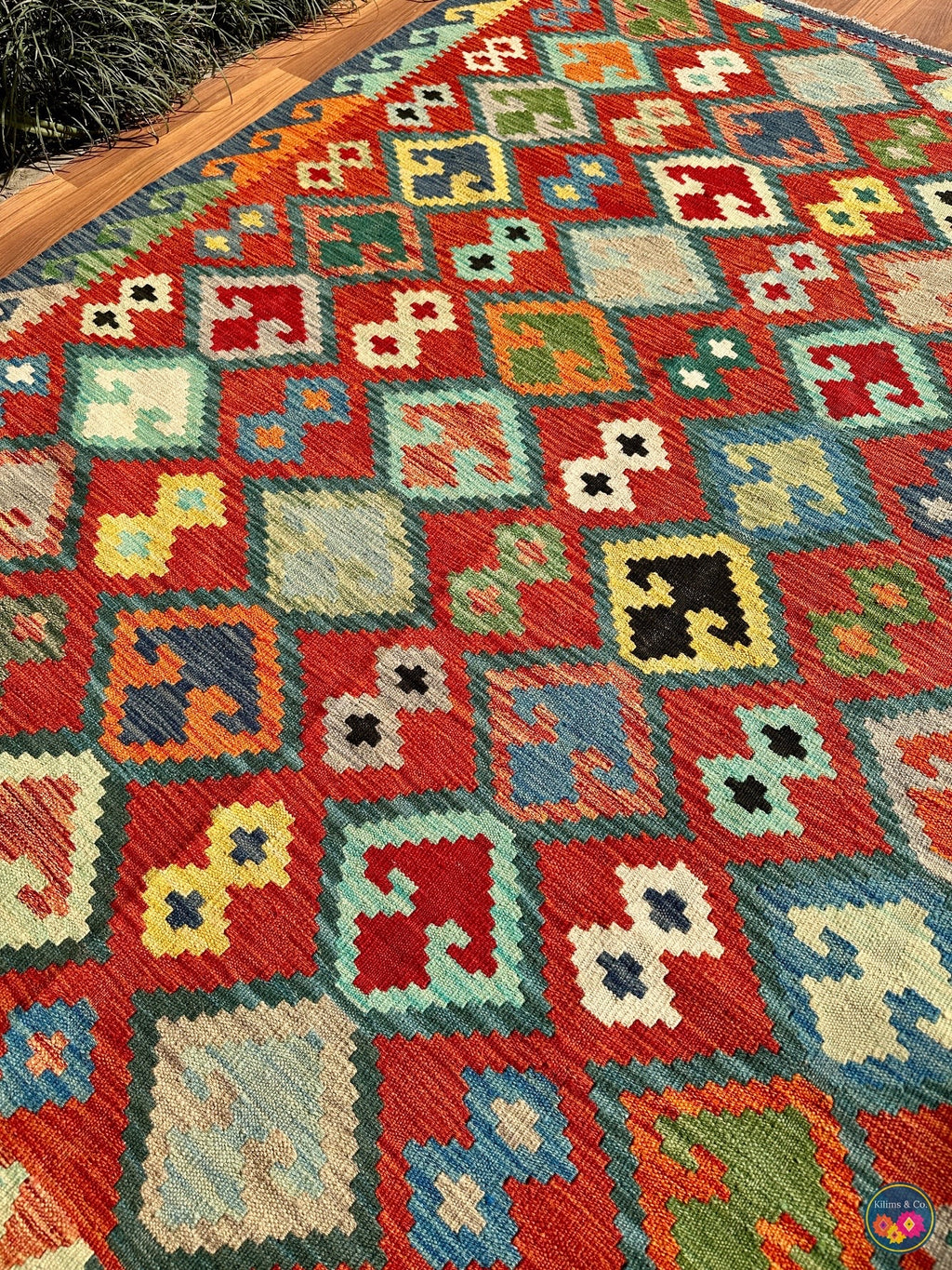 Pure wool kilim (6′5″ × 5′0″)