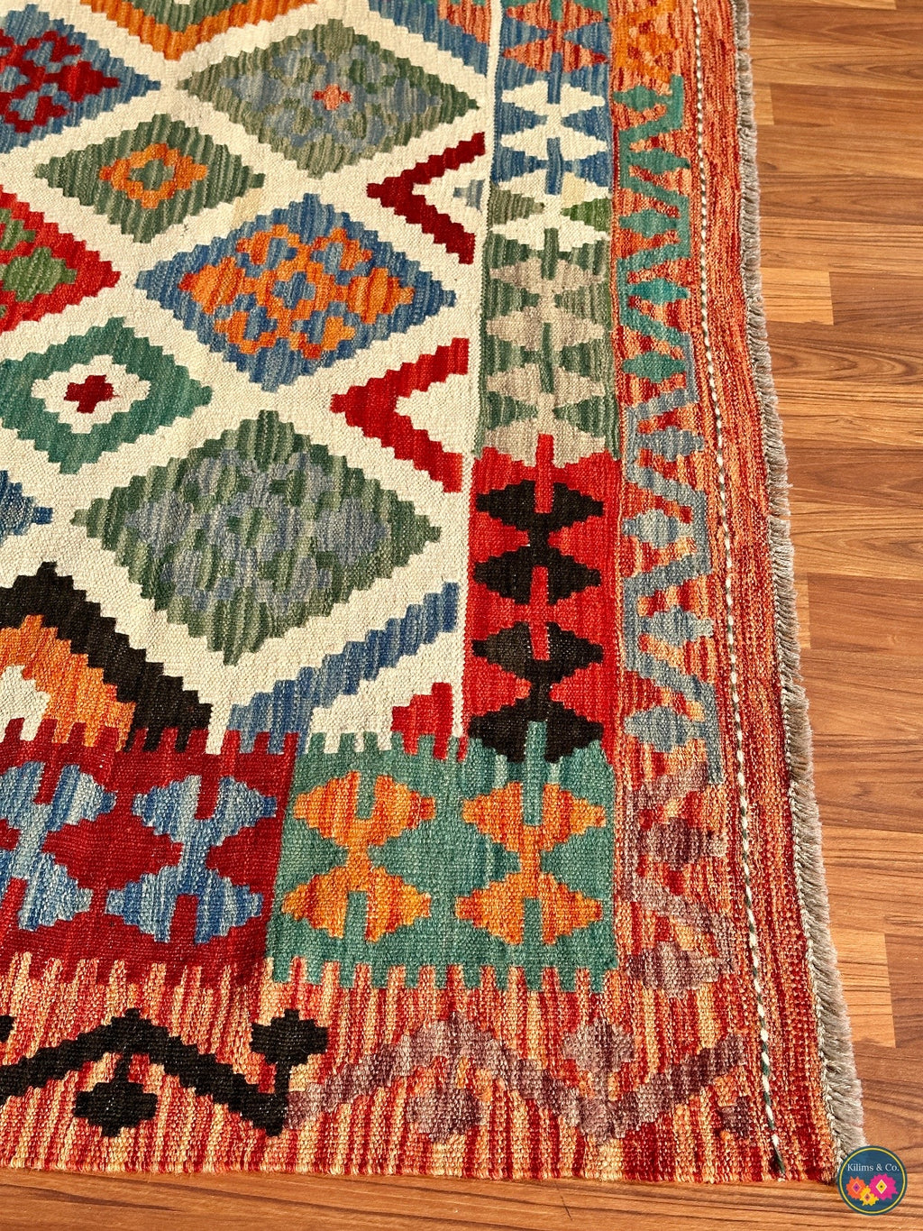 Pure wool kilim (6′7″ × 5′2″ )