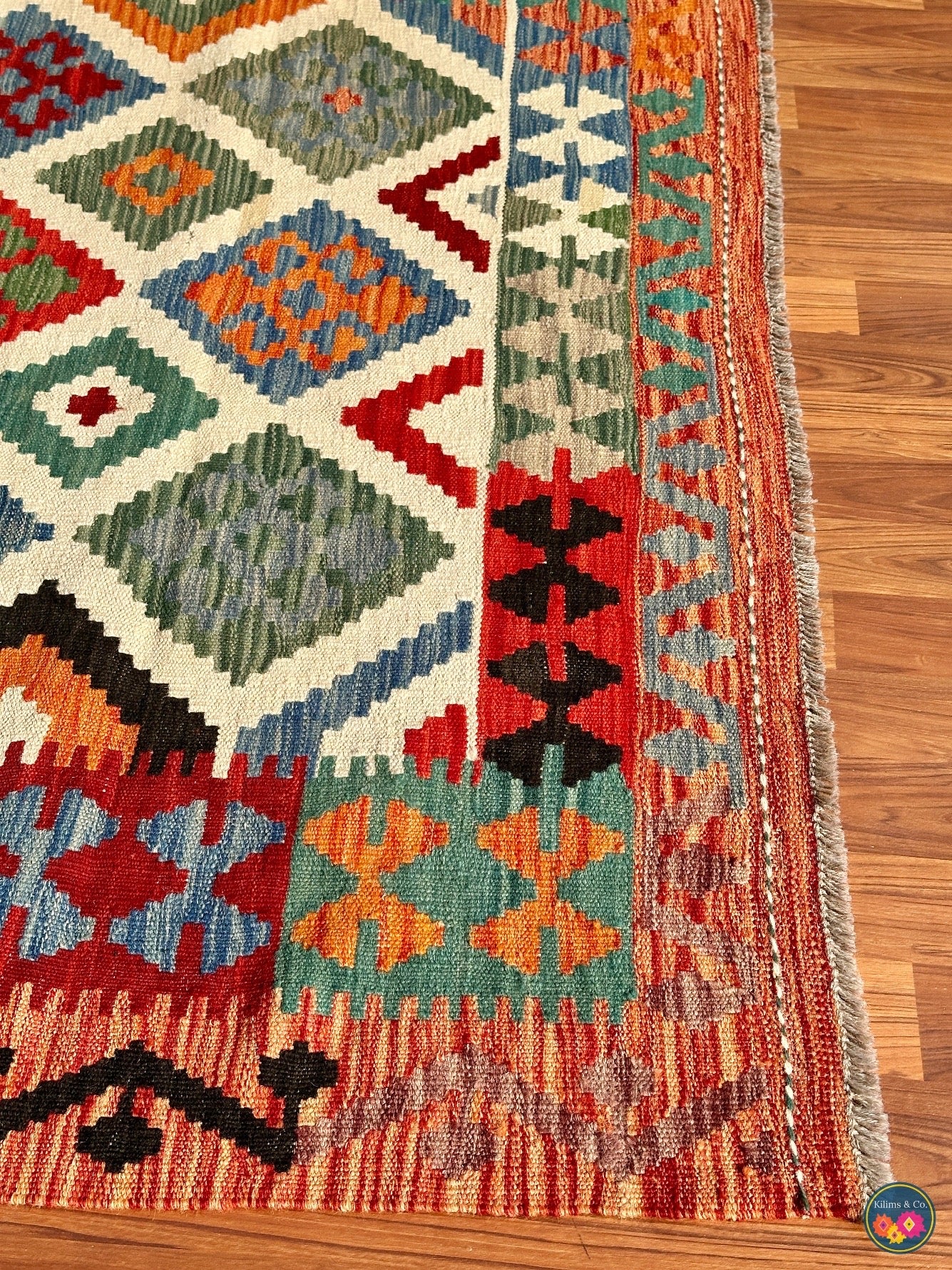 Pure wool kilim (6′7″ × 5′2″ )