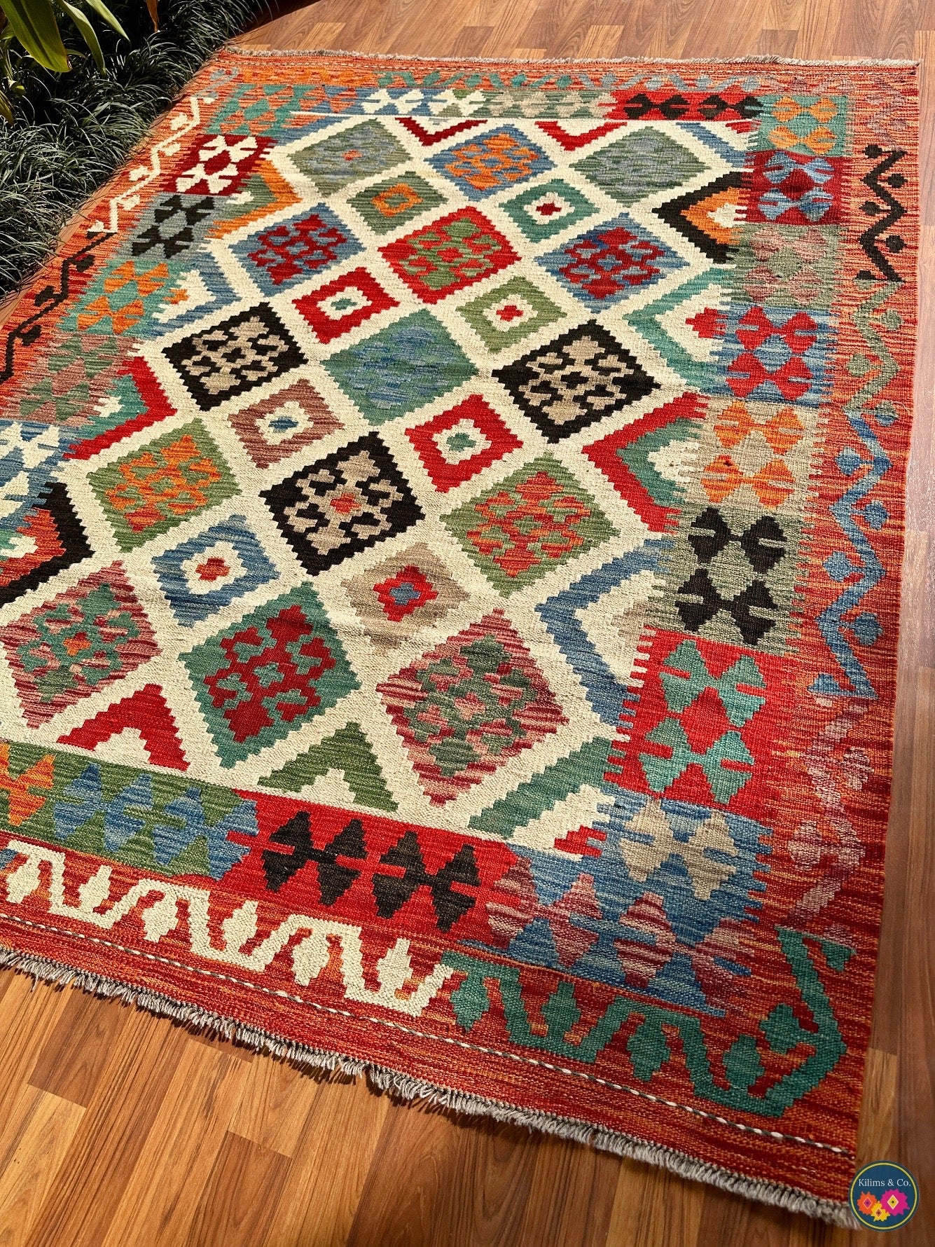 Pure wool kilim (6′7″ × 5′2″ )