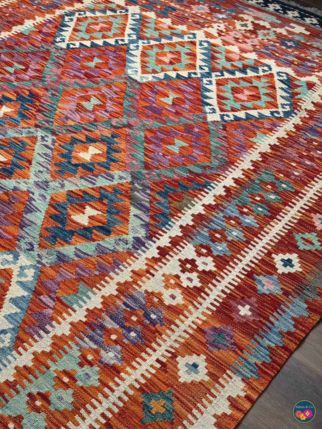 Pure Wool kilim 6ft 7in x 5ft 6in