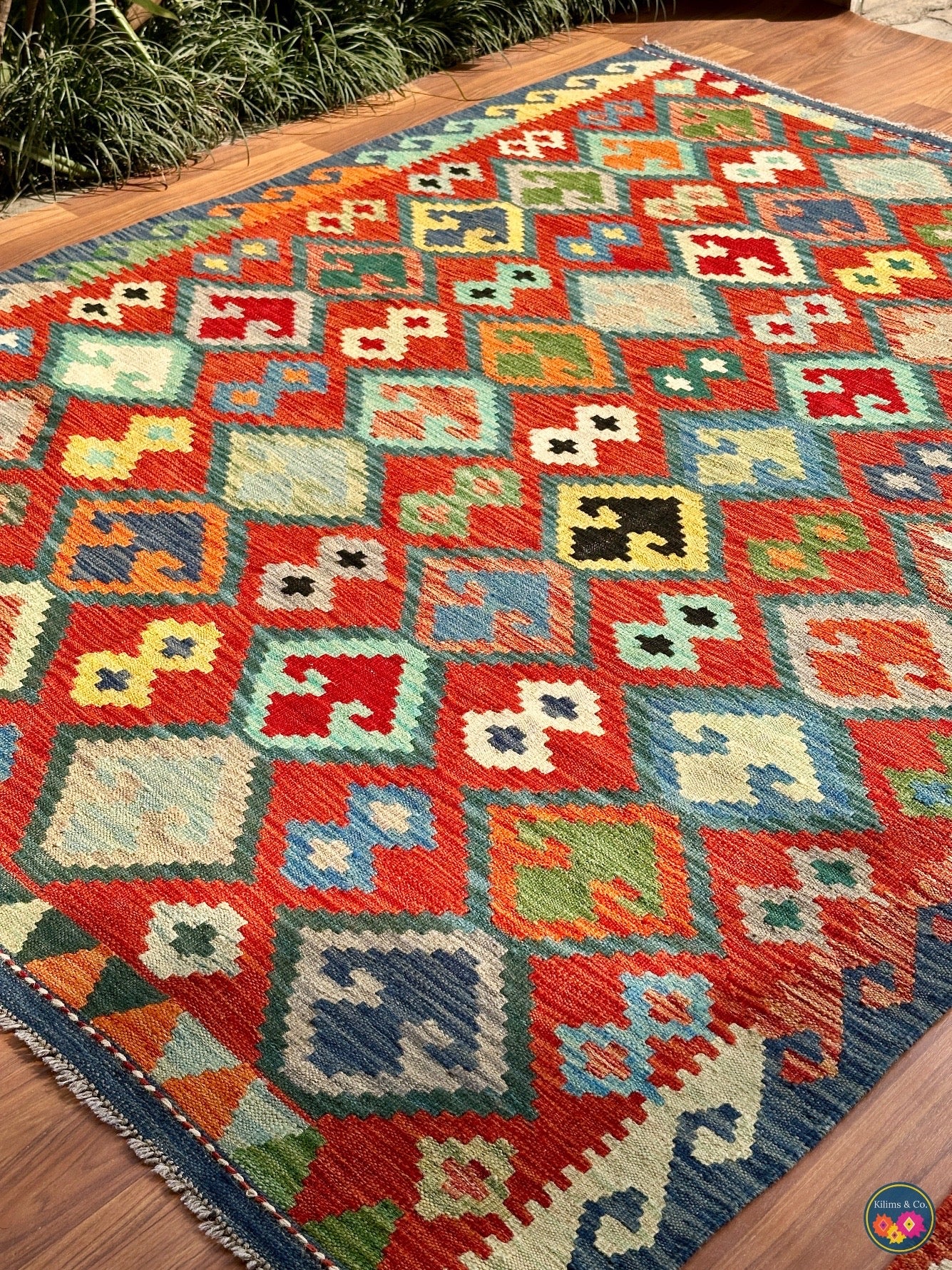 Pure wool kilim (6′5″ × 5′0″)