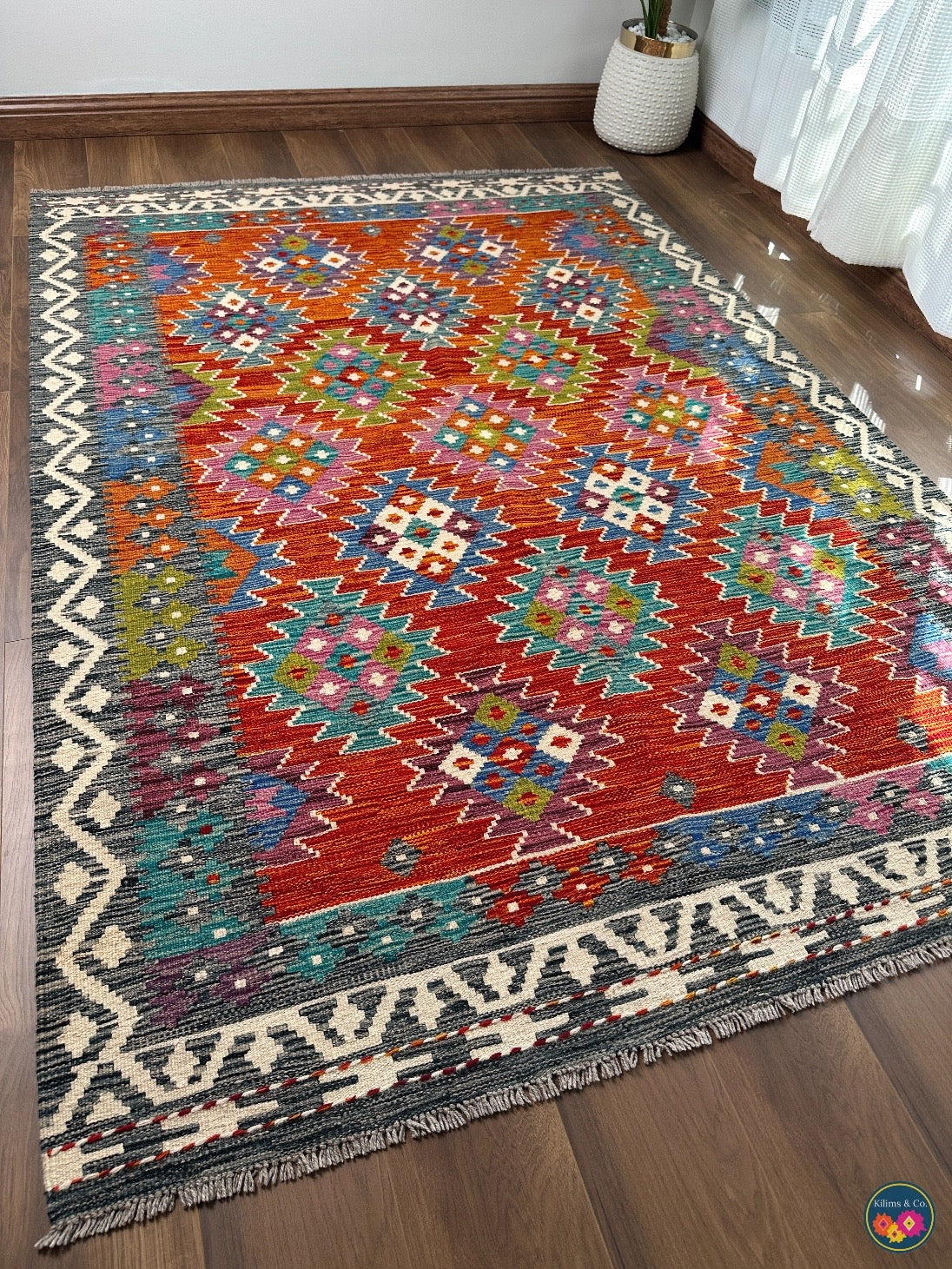 Pure Wool kilim 7ft 0in x 4ft 10in