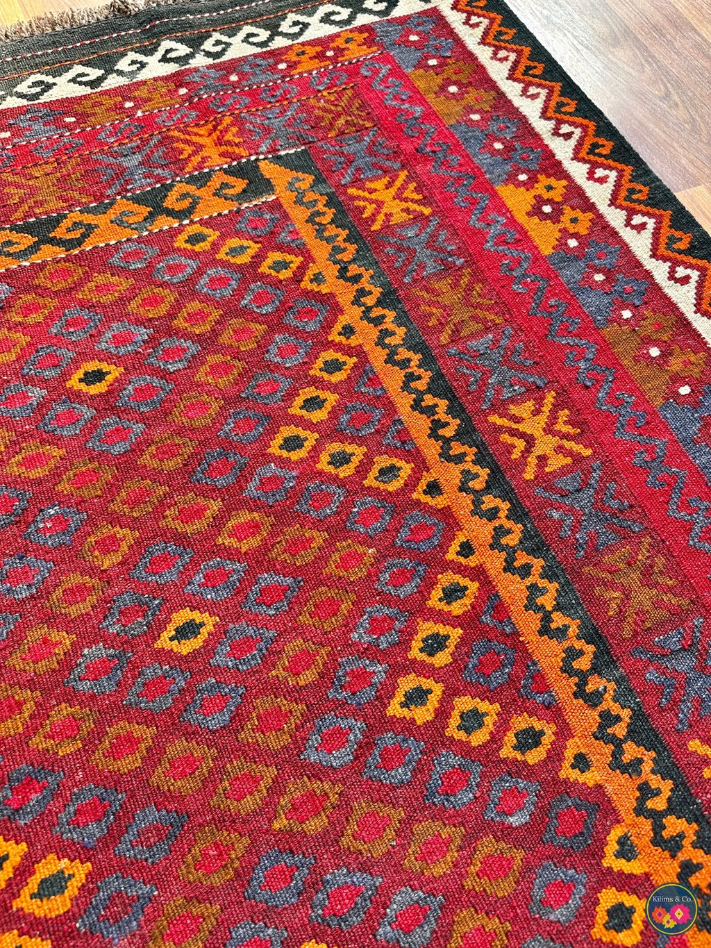 Pure wool Ghalmoori kilim (6′9″ × 3′8″)