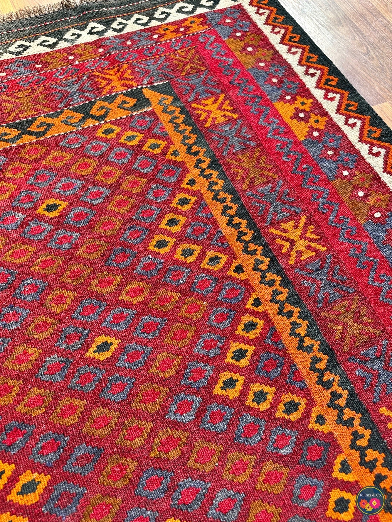 Pure wool Ghalmoori kilim (6′9″ × 3′8″)