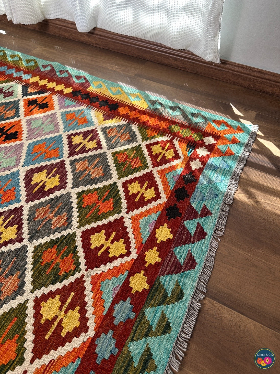 Pure Wool kilim 6ft 10in x 5ft 1in