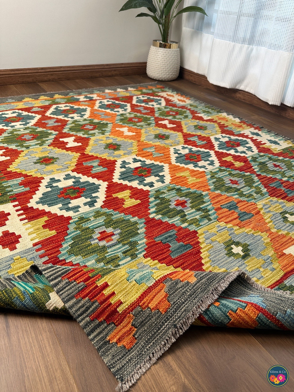 Pure Wool kilim 6ft 3in x 5ft 2in