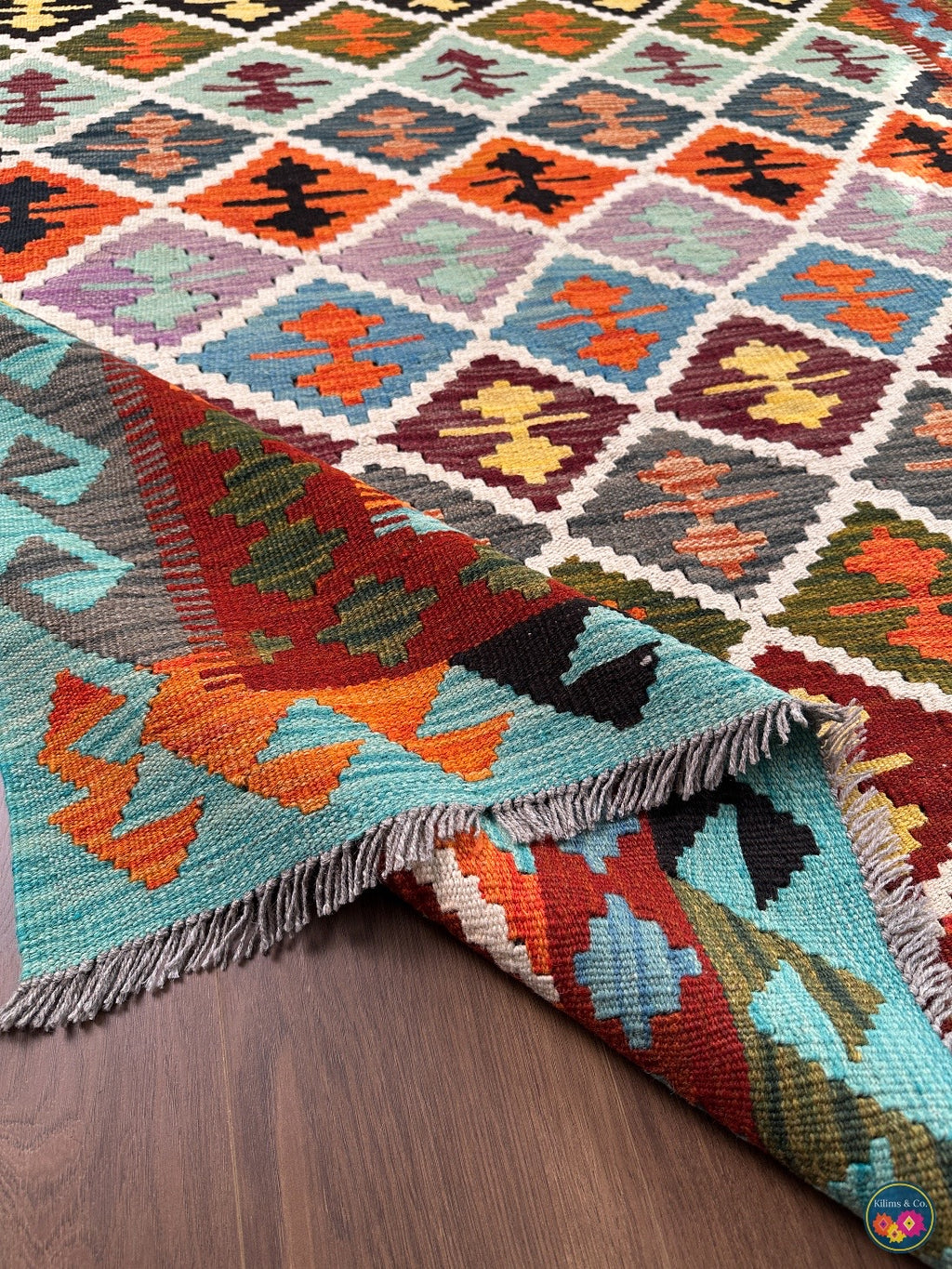 Pure Wool kilim 6ft 10in x 5ft 1in