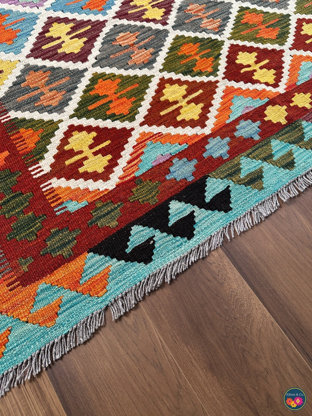 Pure Wool kilim 6ft 10in x 5ft 1in