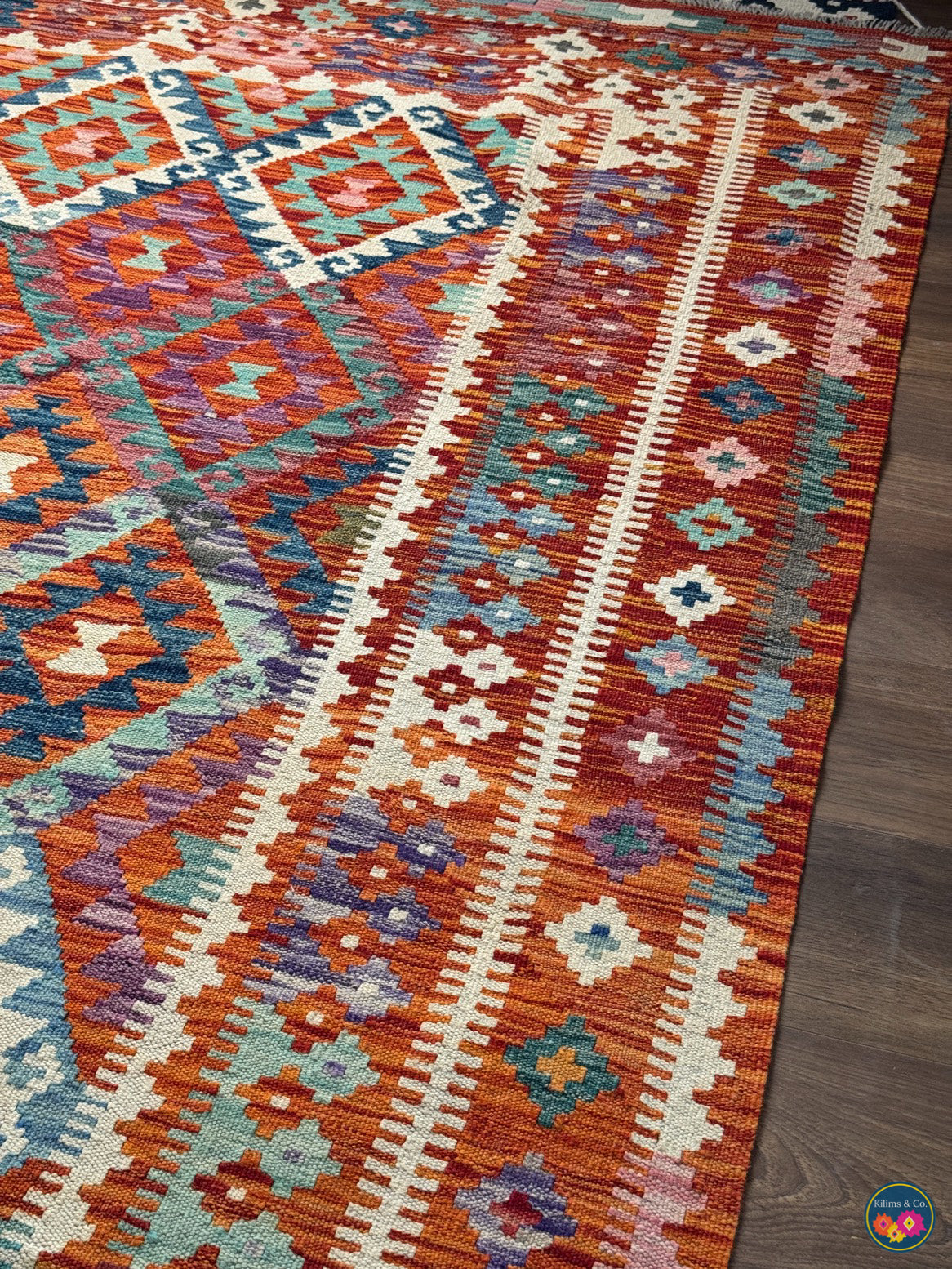 Pure Wool kilim 6ft 7in x 5ft 6in