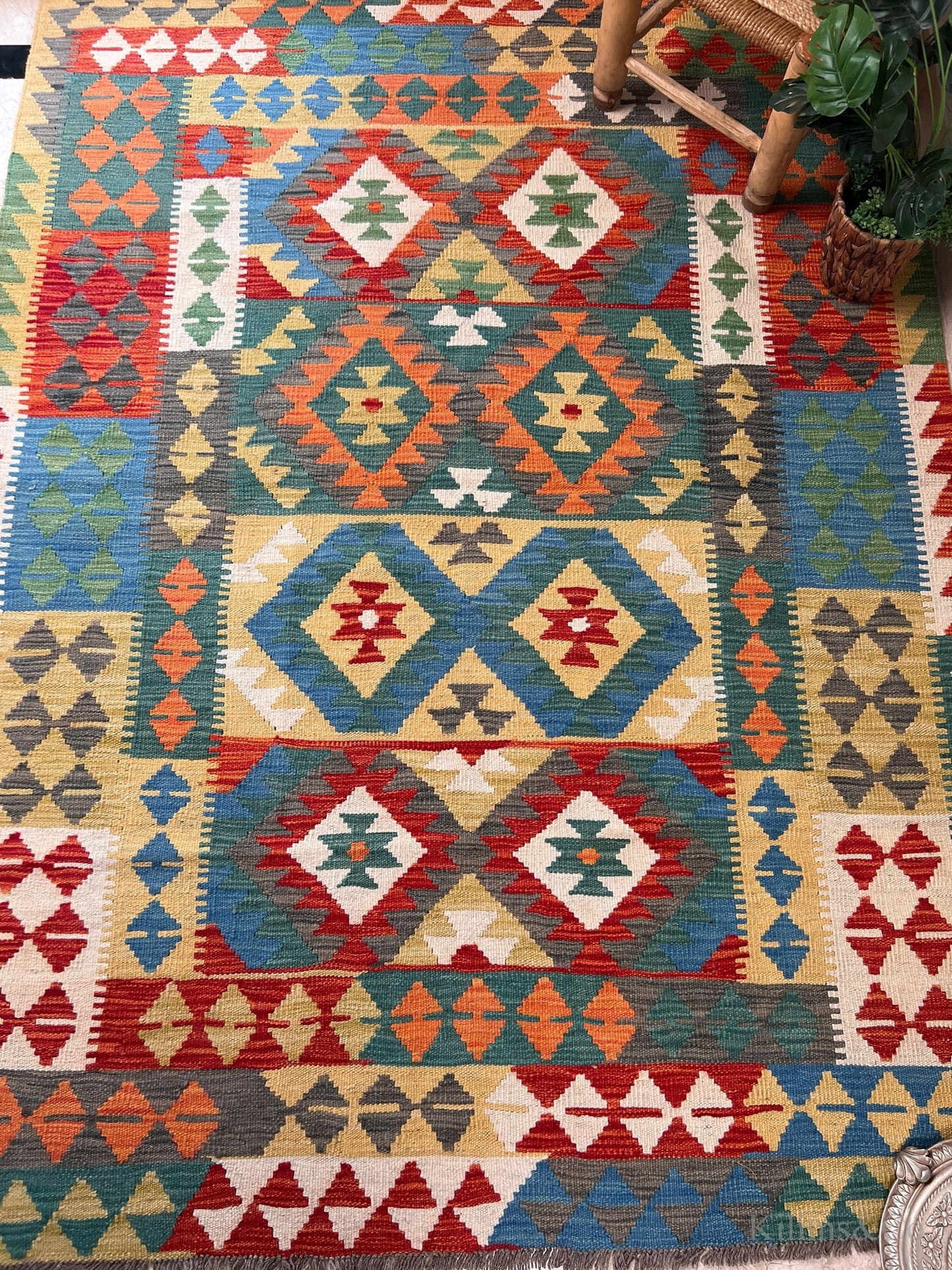 Pure wool kilim  6'6"x 4'11"