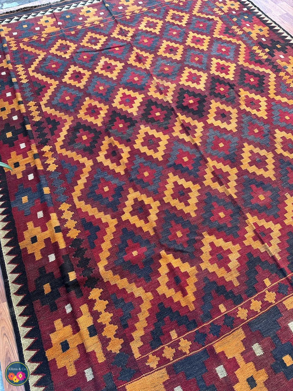 Pure Wool kilim 9ft 3in x 6ft 7in
