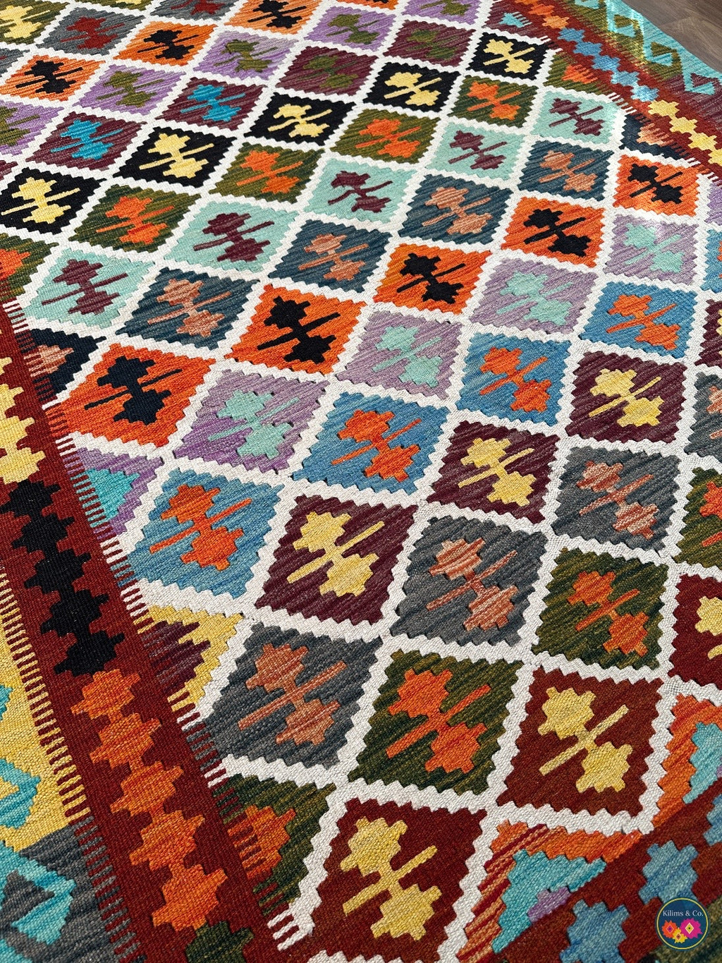 Pure Wool kilim 6ft 10in x 5ft 1in