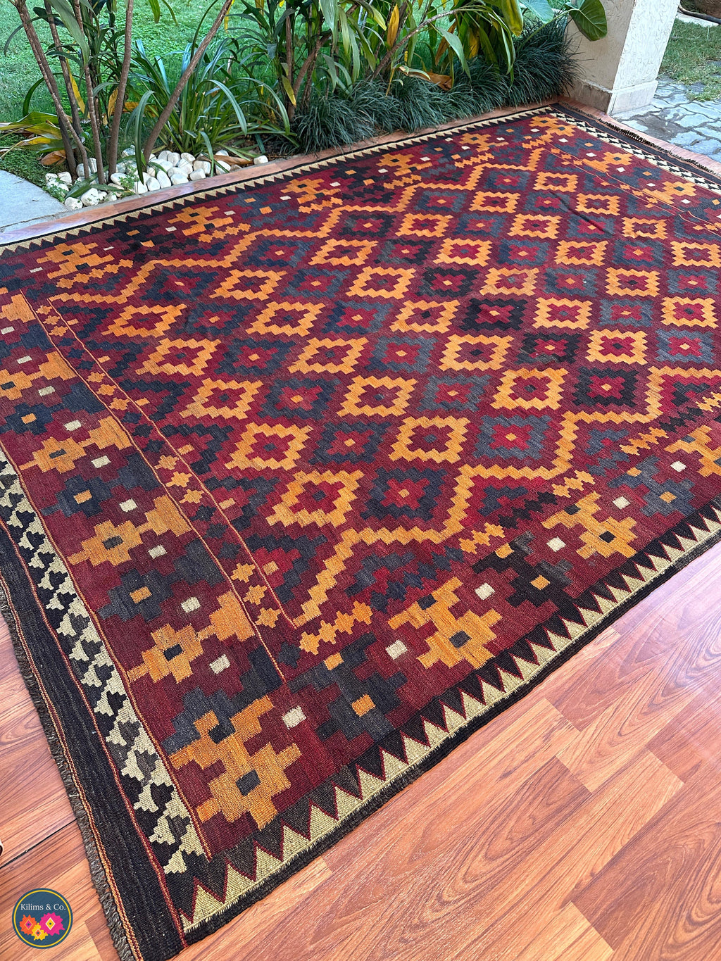 Pure Wool kilim 9ft 3in x 6ft 7in