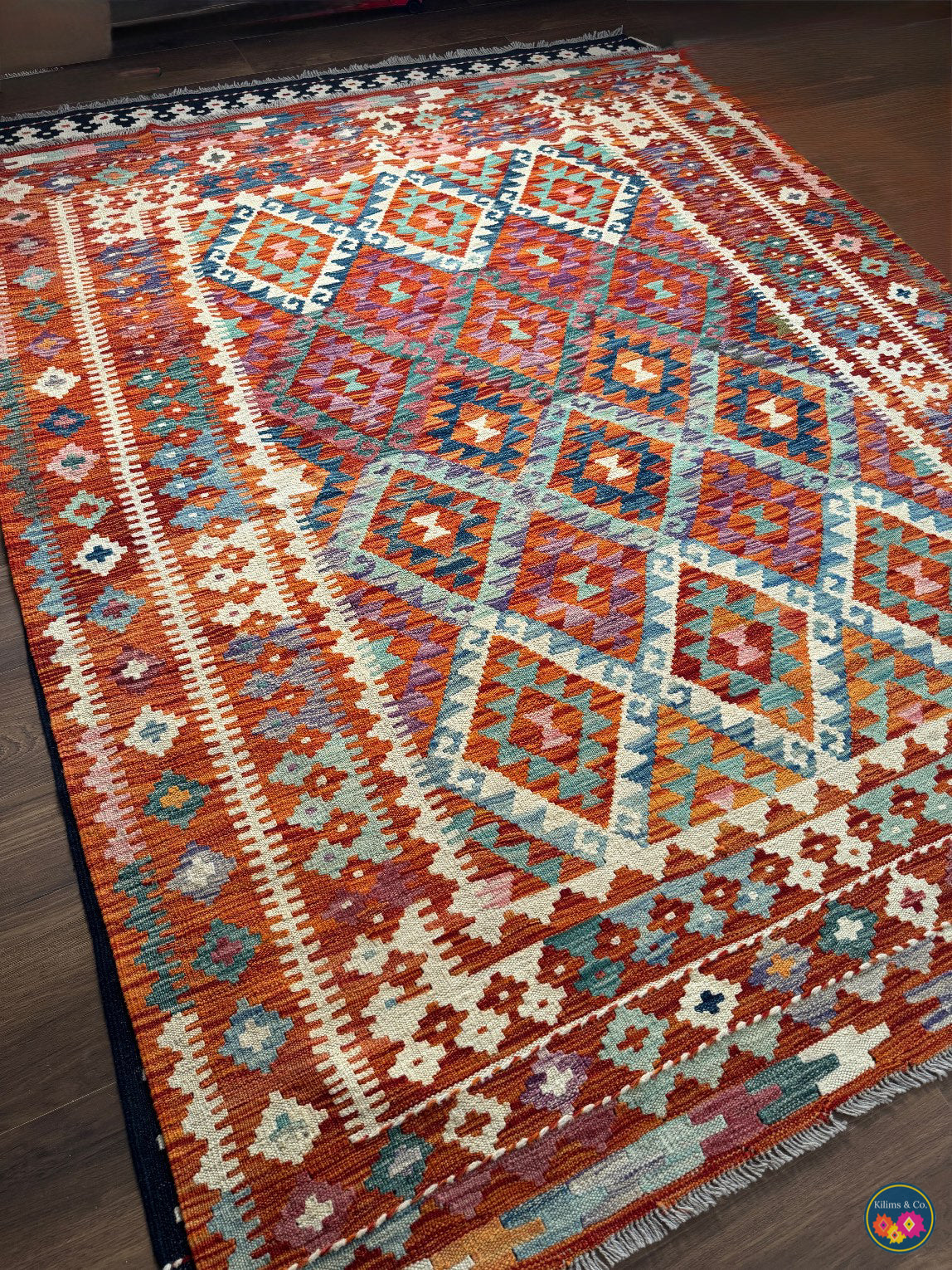 Pure Wool kilim 6ft 7in x 5ft 6in