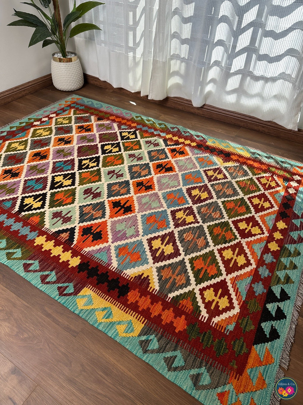 Pure Wool kilim 6ft 10in x 5ft 1in