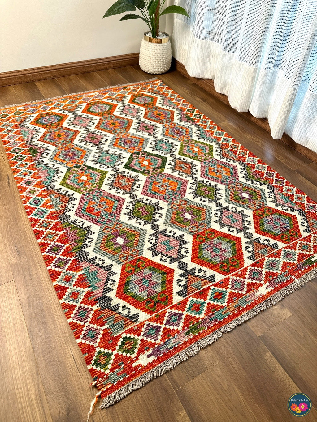 Pure Wool kilim 6ft 4in x 4ft 3in