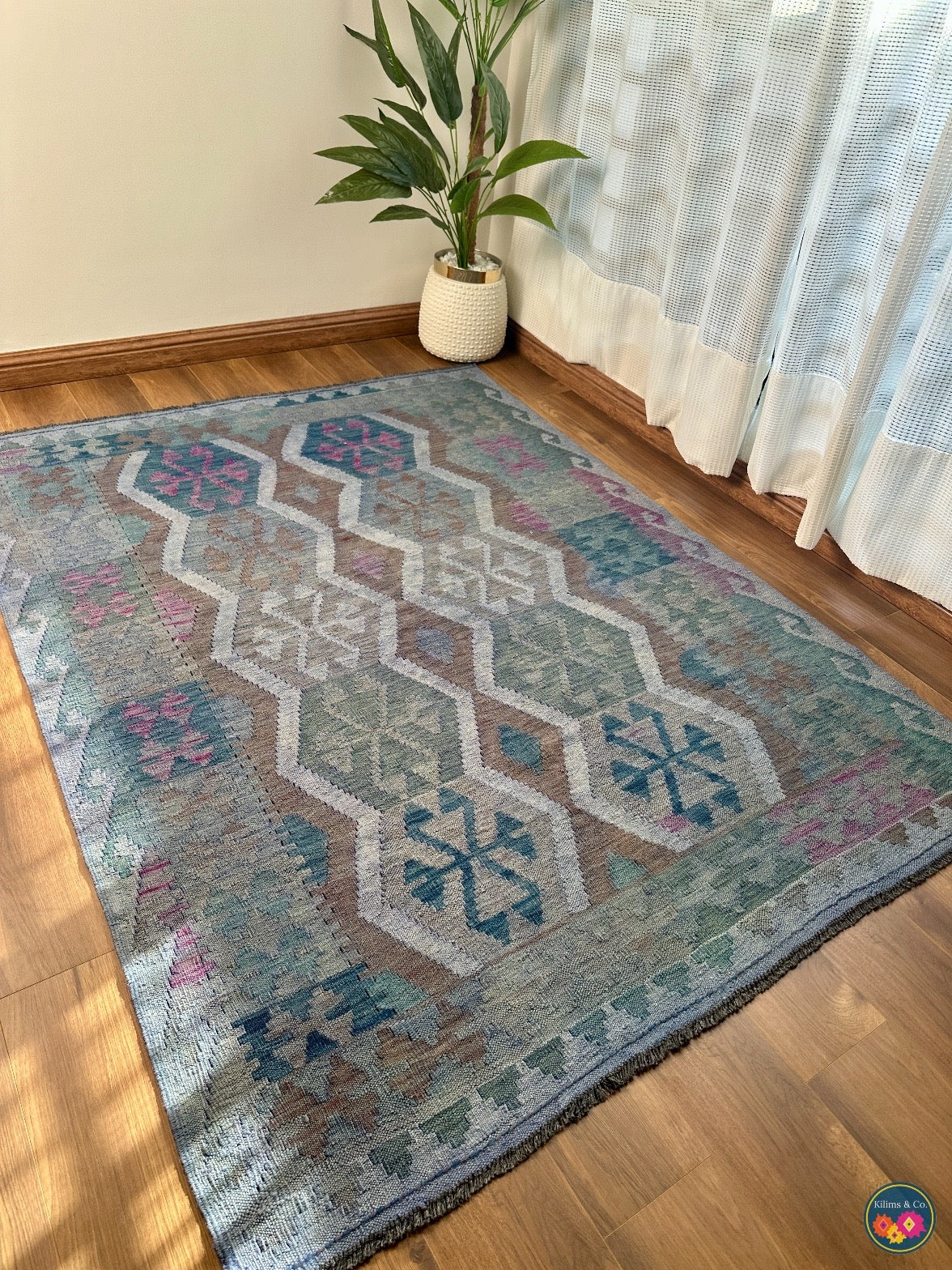 Over-dyed kilim 6ft 5in x 4ft 11in