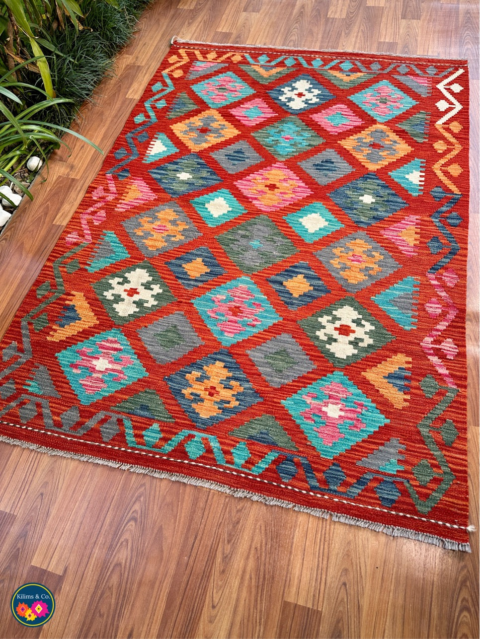 Pure wool kilim 5'7x4'0”
