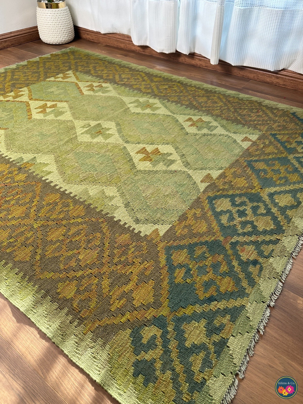 Over-dyed kilim 6ft 8in x 5ft 2in