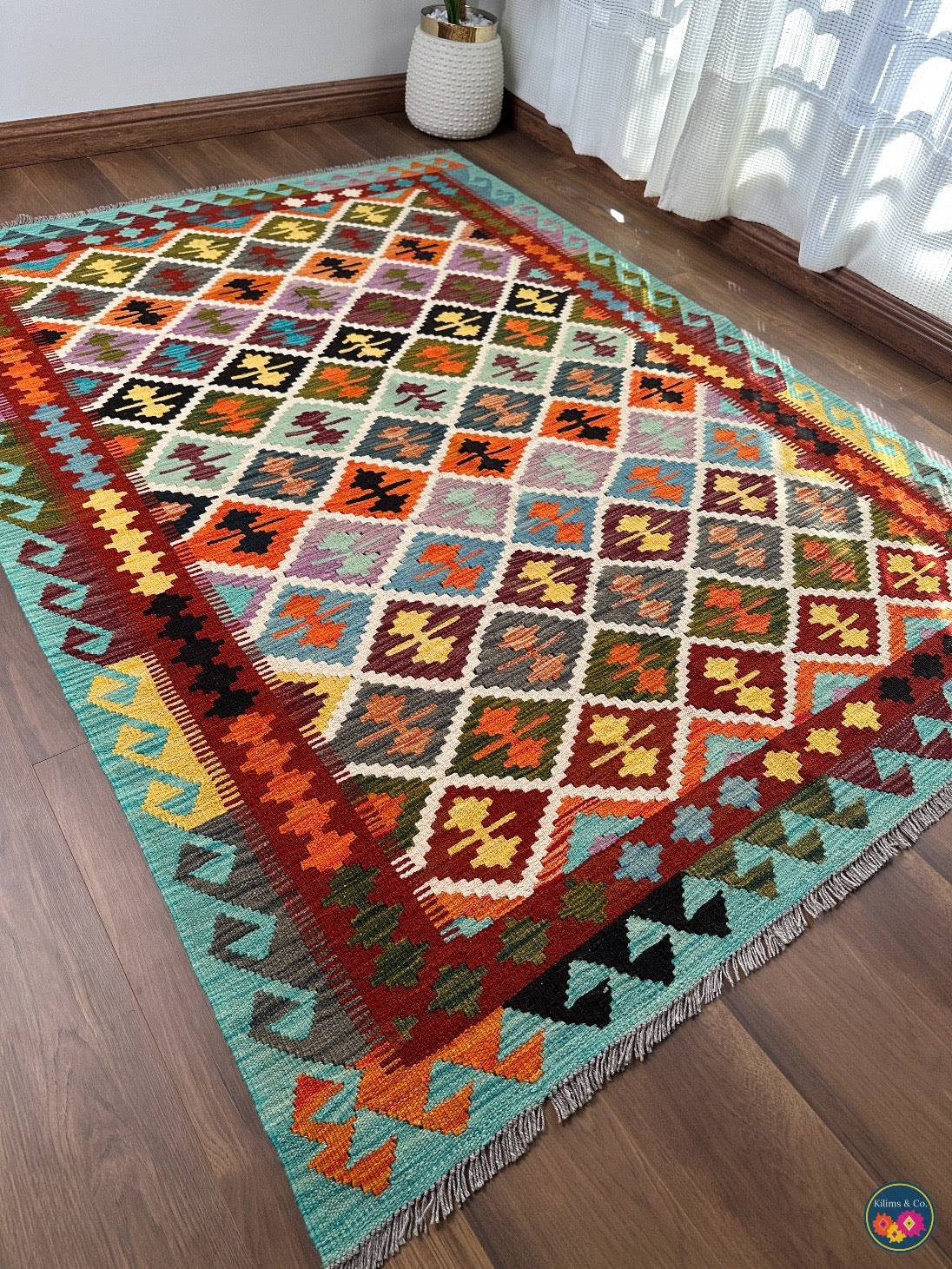 Pure Wool kilim 6ft 10in x 5ft 1in
