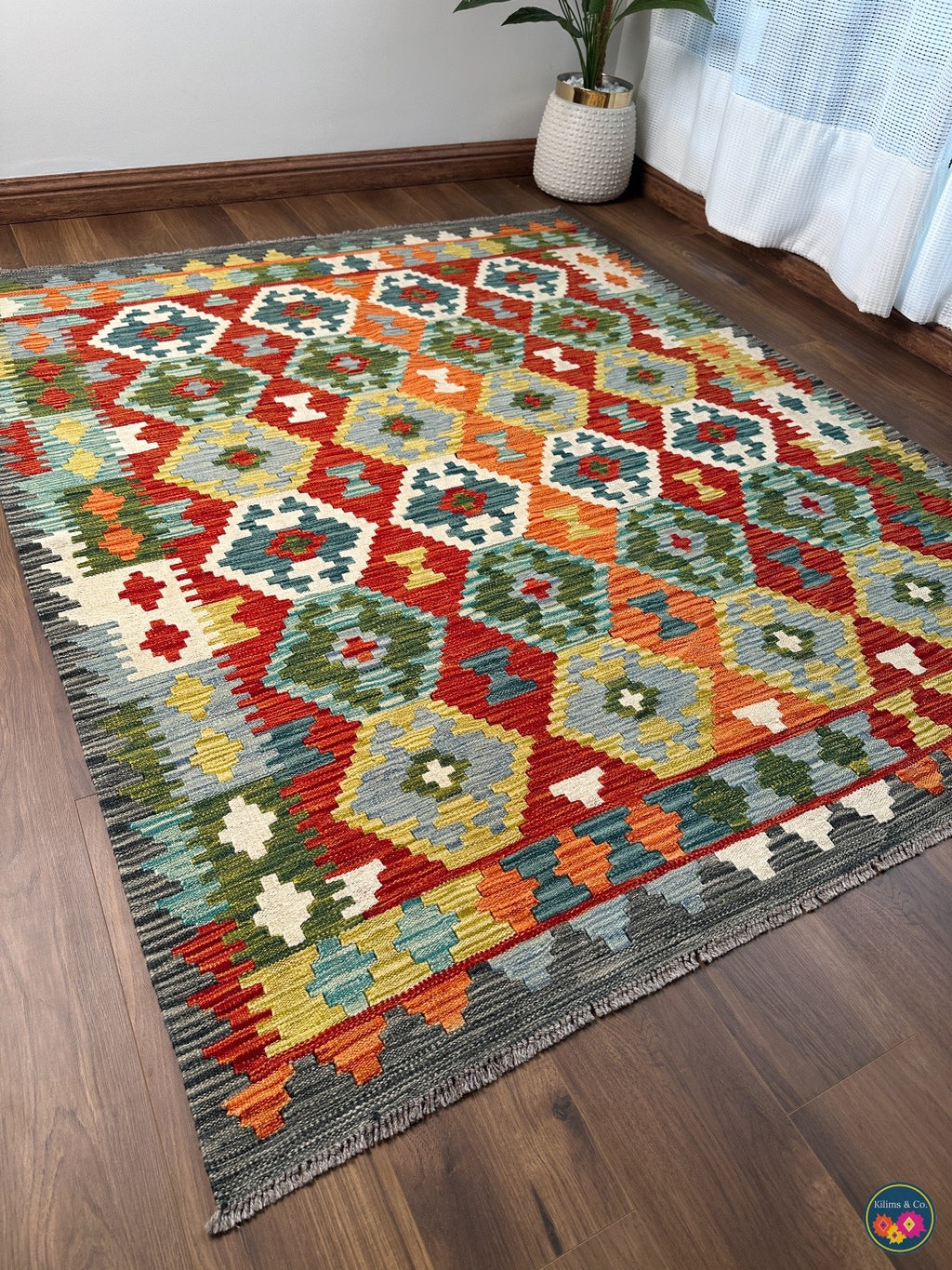 Pure Wool kilim 6ft 3in x 5ft 2in