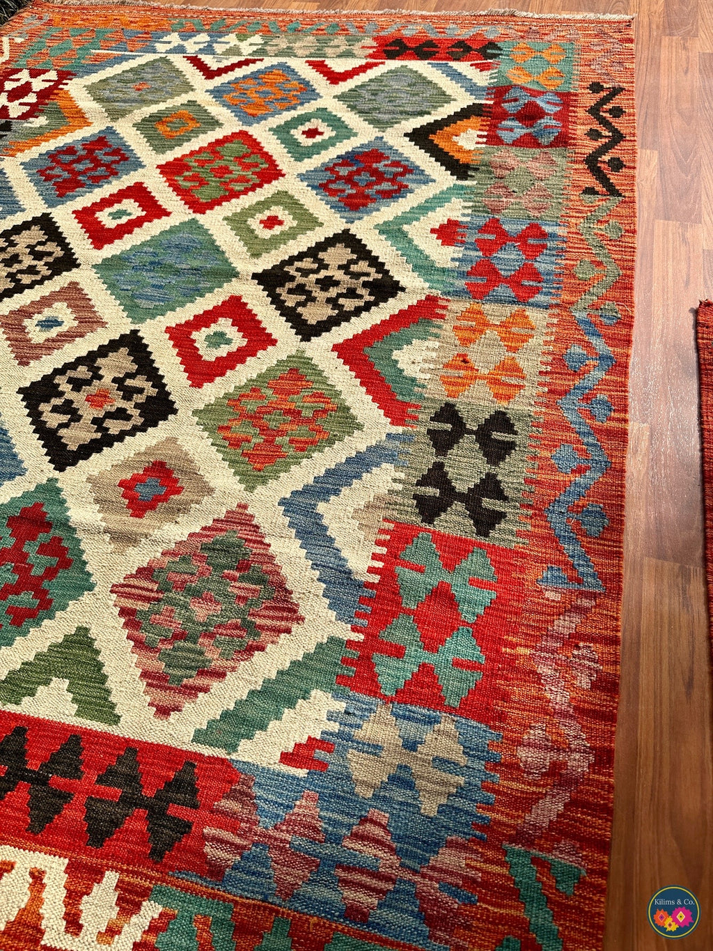 Pure wool kilim (6′7″ × 5′2″ )