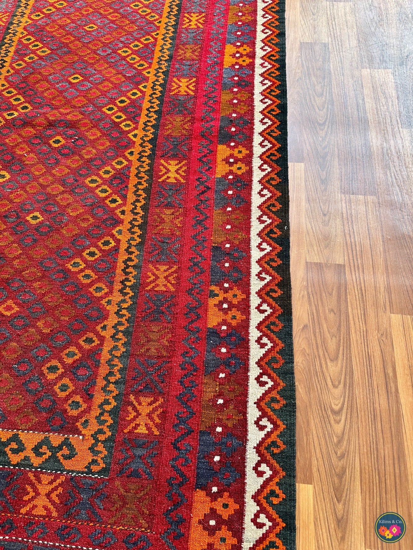 Pure wool Ghalmoori kilim (6′9″ × 3′8″)