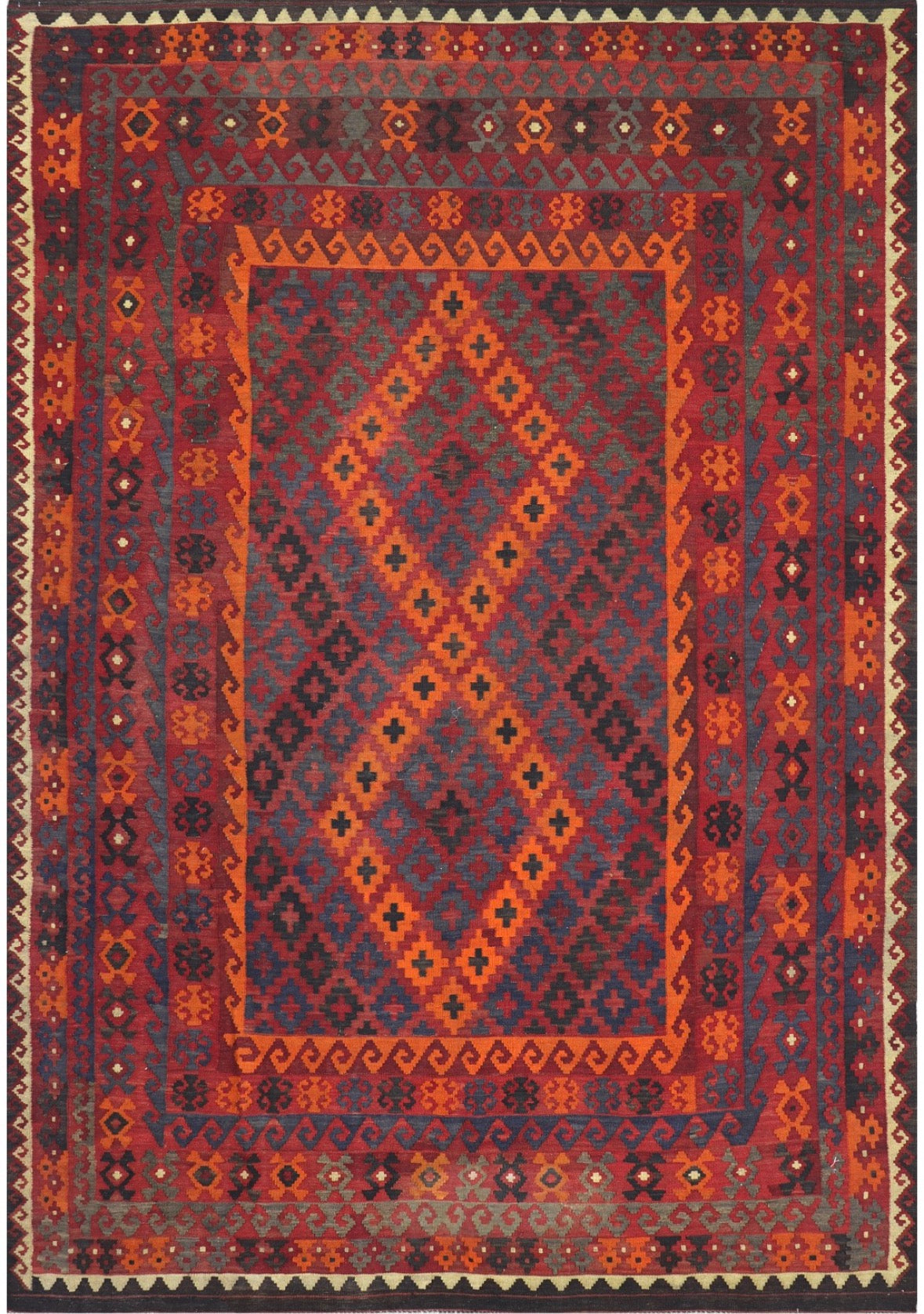Pure Wool kilim 9ft 8in x 6ft 11in